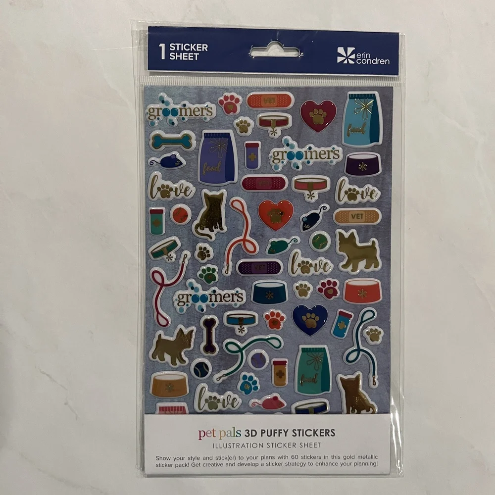 NWT Erin Condren Puffy Puppy Dog Stickers